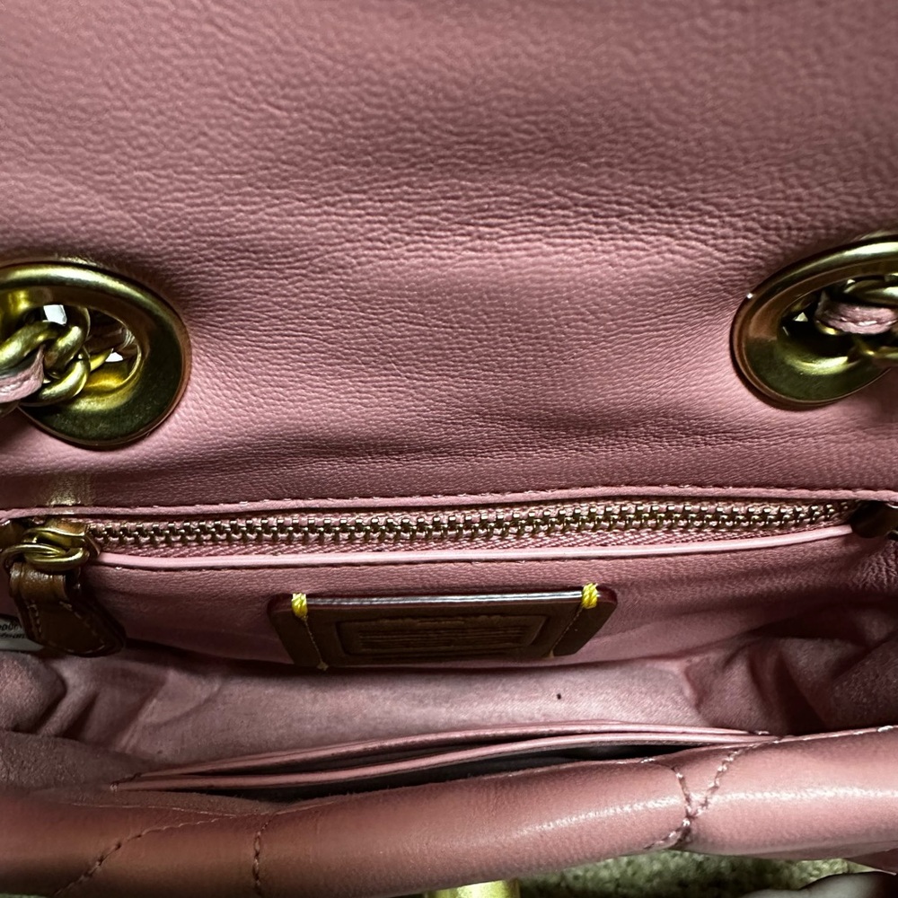 COACH Pink Quilted Chain Shoulder/ Crossbody Bag - Picture 4 of 5